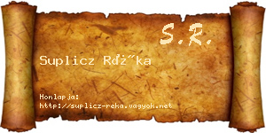 Suplicz Réka névjegykártya
